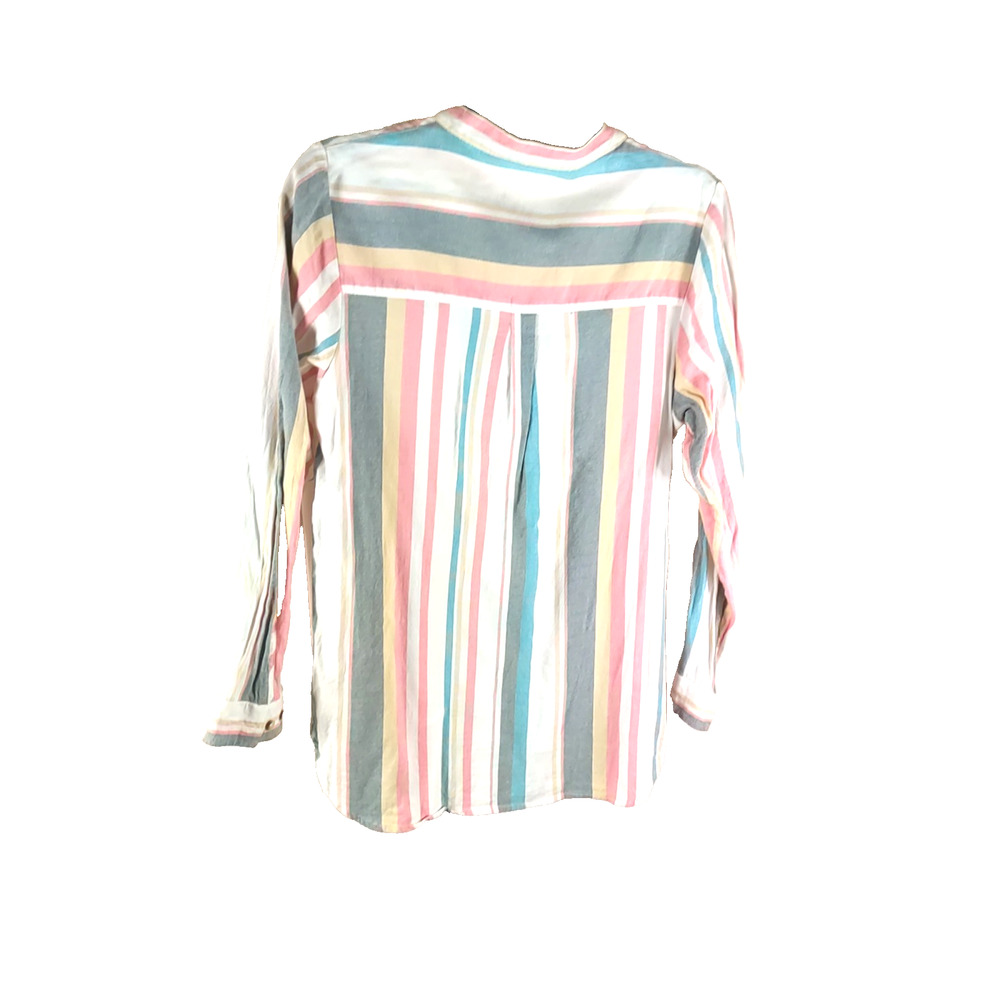 B K E Eased Women's Long Sleeve Pullover Striped Shirt Size Small Pink Blue - Picture 4 of 8